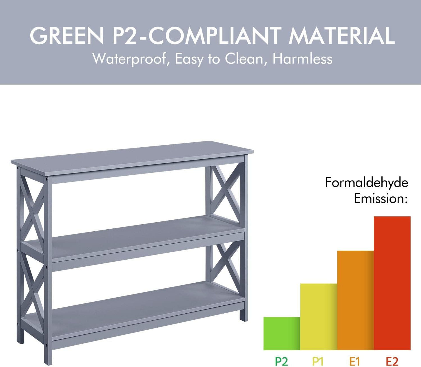 Console Table with 3 Storage Shelves, Entryway Table Sofa Side Table Narrow Long Bookshelf for Hallway Living Room