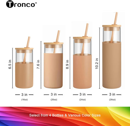 24 Oz Glass Tumbler with Straw and Lid