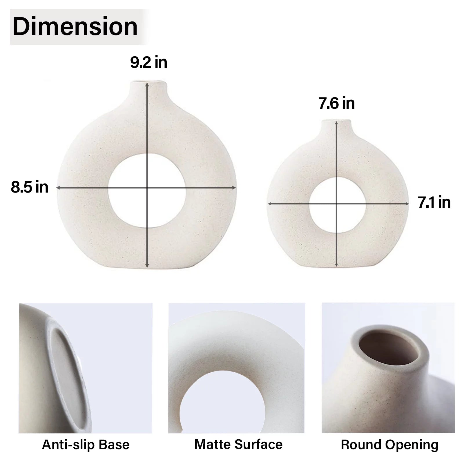 Ceramic Vases for Home Decor, Set of 2 Donut Vases