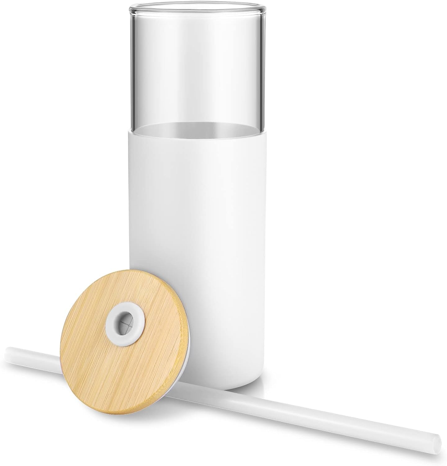 24 Oz Glass Tumbler with Straw and Lid