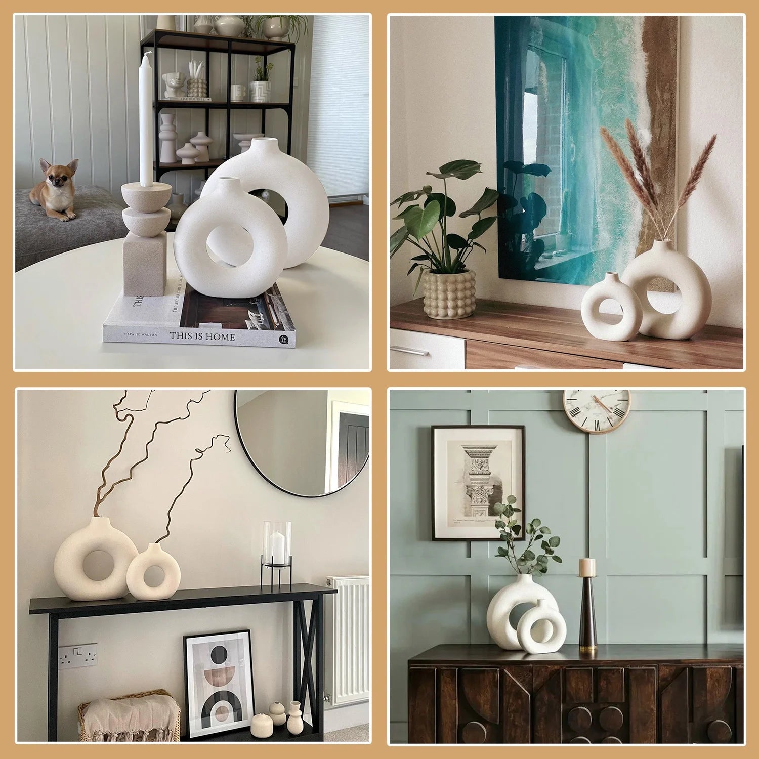 Ceramic Vases for Home Decor, Set of 2 Donut Vases