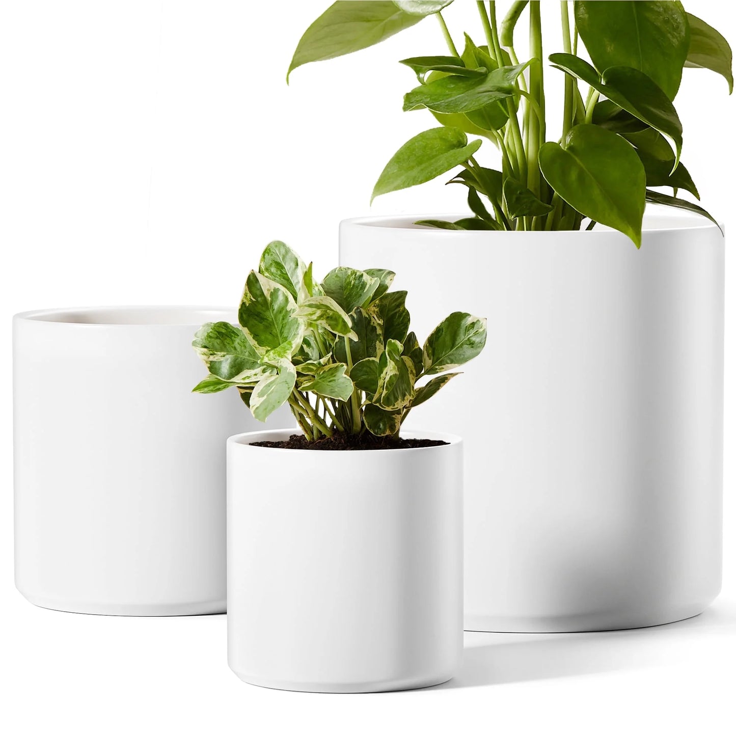Set of 3 Plant Pots with Drainage Hole & Plug for Indoor & Patio Decor