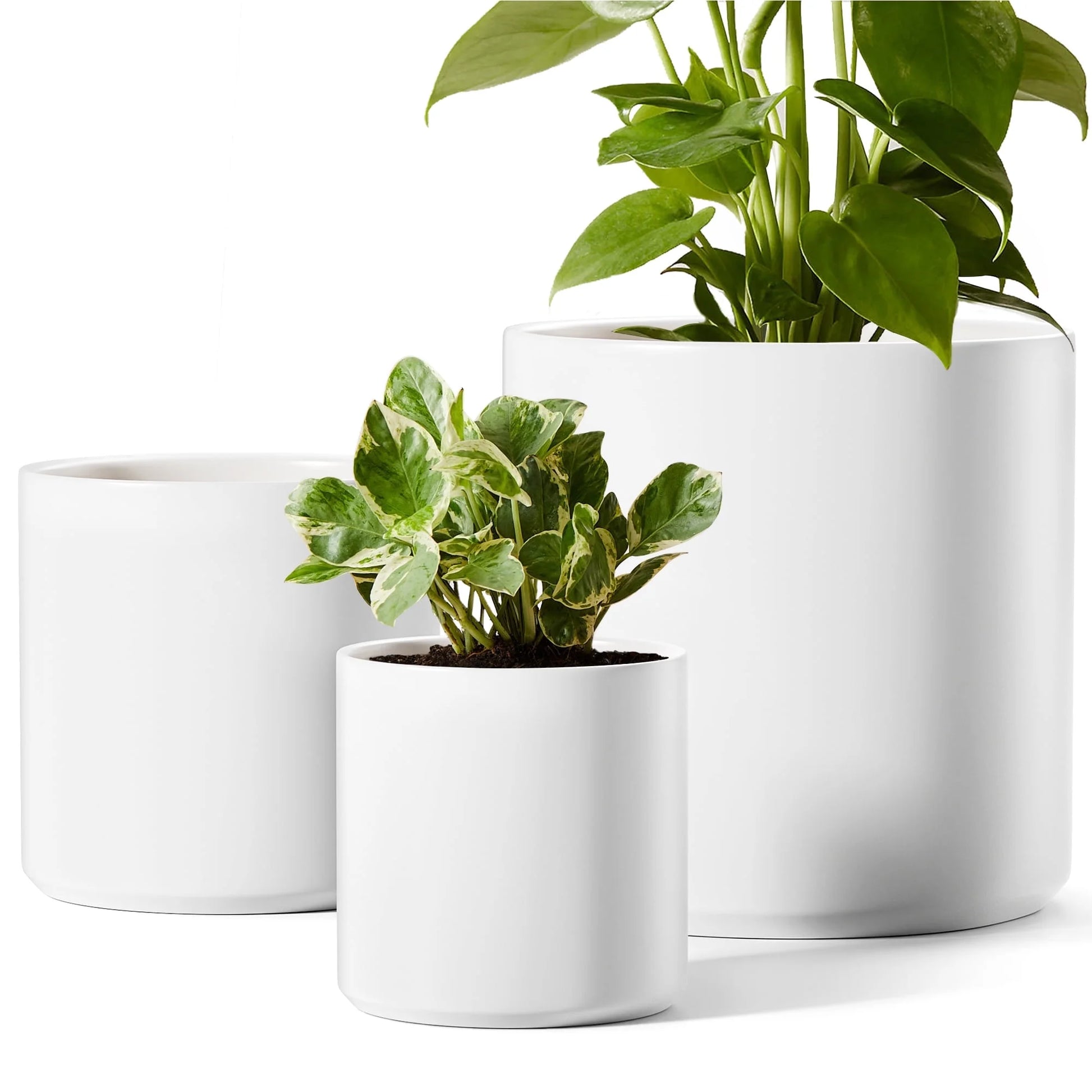 Set of 3 Plant Pots with Drainage Hole & Plug for Indoor & Patio Decor