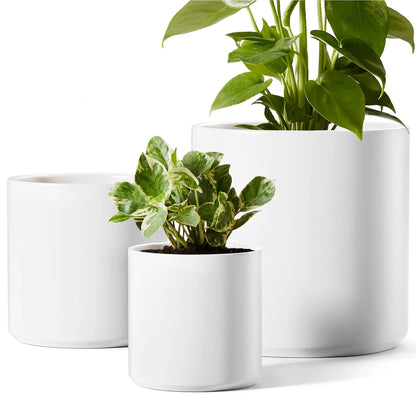 Set of 3 Plant Pots with Drainage Hole & Plug for Indoor & Patio Decor