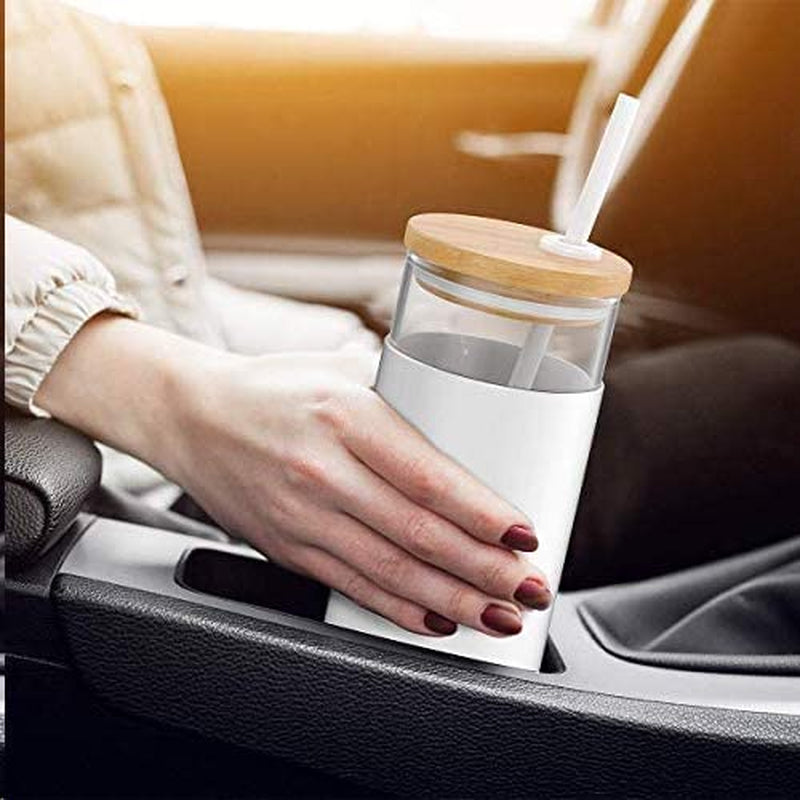 24 Oz Glass Tumbler with Straw and Lid