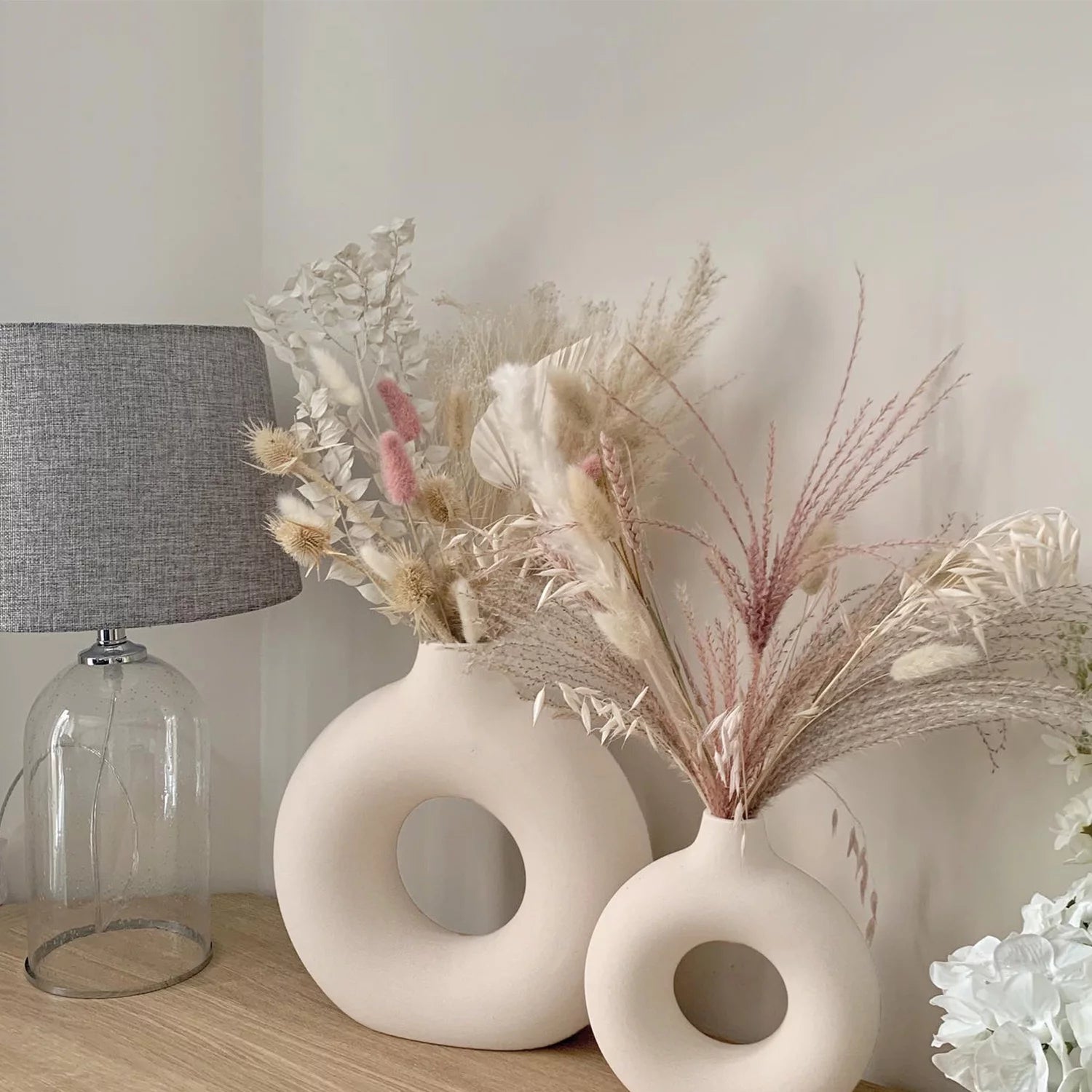 Ceramic Vases for Home Decor, Set of 2 Donut Vases